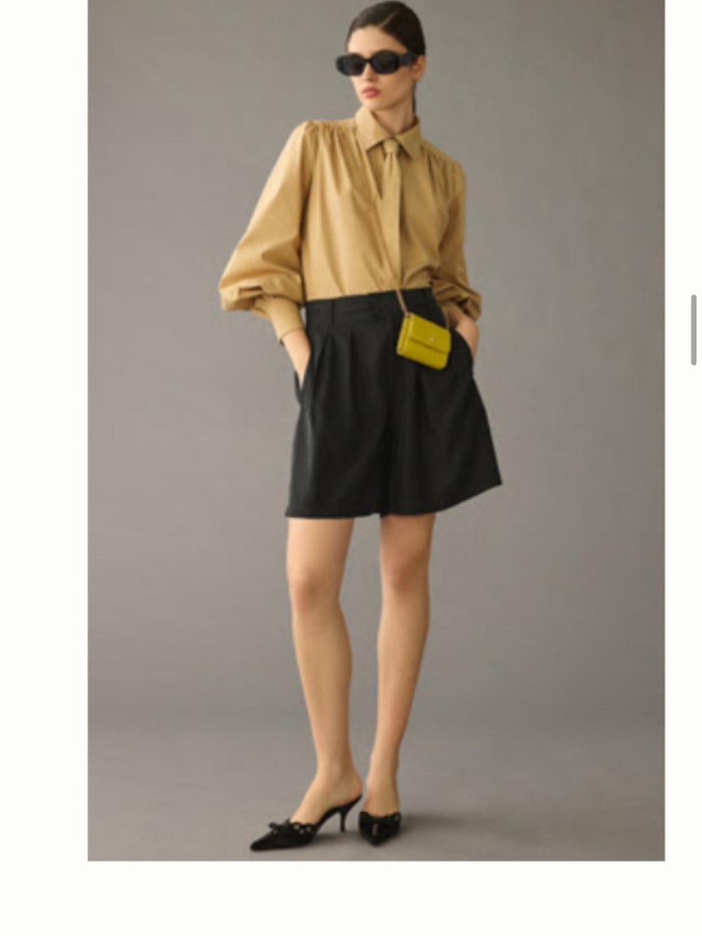 By Anthropologie Pleated Long Black Shorts